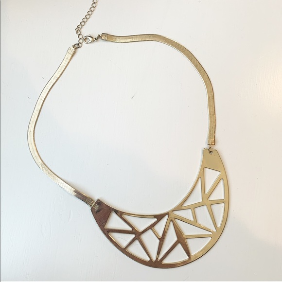 Geometric Gold Bib Necklace - Picture 2 of 3